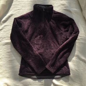 Purple fuzzy North Face quarter-zip